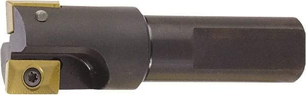 Kyocera - 7/16" Cut Diam, 0.37" Max Depth of Cut, 1/2" Shank Diam, 2.78" OAL, Indexable Square Shoulder End Mill - XPMT 0902 Inserts, Flatted Shank, 90° Lead Angle - Apex Tool & Supply