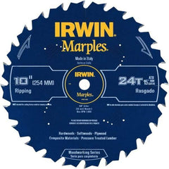 Irwin Blades - 10" Diam, 5/8" Arbor Hole Diam, 24 Tooth Wet & Dry Cut Saw Blade - Carbide-Tipped, Finishing Action, Standard Round Arbor - Apex Tool & Supply