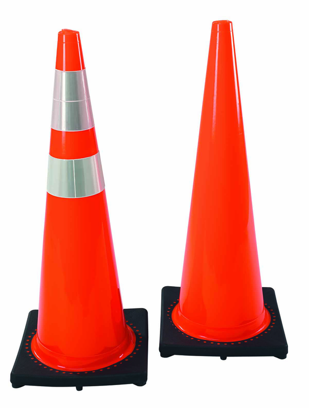 28" PVC Traffic Cone wit 6" & 4" rfl. Collars - Apex Tool & Supply