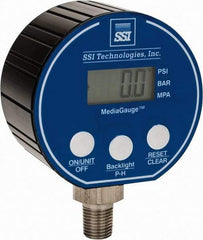 SSI Technologies - 3" Dial, 1/4 Thread, 0-100 Scale Range, Pressure Gauge - Lower Connection Mount, Accurate to 0.0025% of Scale - Apex Tool & Supply