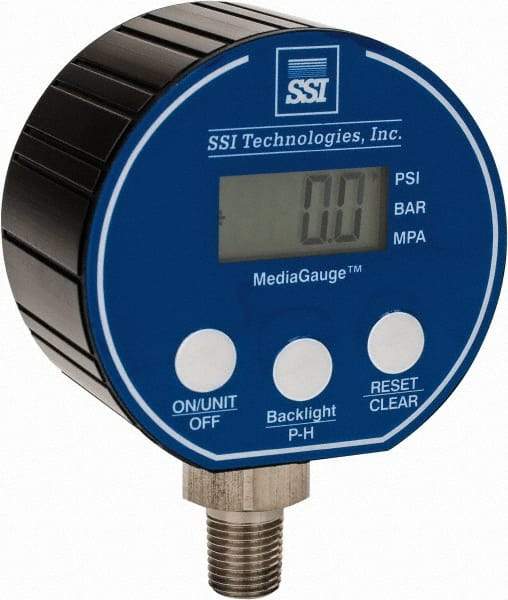 SSI Technologies - 3" Dial, 1/4 Thread, 0-200 Scale Range, Pressure Gauge - Lower Connection Mount, Accurate to 0.0025% of Scale - Apex Tool & Supply