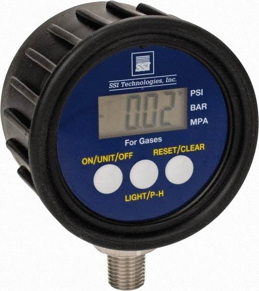 SSI Technologies - 2-1/2" Dial, 1/4 Thread, 0-200 Scale Range, Pressure Gauge - Lower Connection Mount, Accurate to 1% of Scale - Apex Tool & Supply