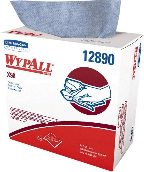 WypAll - X90 Dry Shop Towel/Industrial Wipes - Pop-Up, 16-3/4" x 8-1/4" Sheet Size, Blue - Apex Tool & Supply