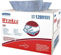 WypAll - X90 Dry Shop Towel/Industrial Wipes - Brag Box/Double Top Box, 16-3/4" x 11" Sheet Size, Blue - Apex Tool & Supply