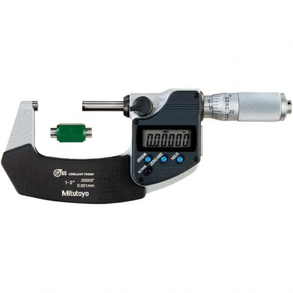 Mitutoyo - Electronic Outside Micrometers Type: Coolant-proof Minimum Measurement (Decimal Inch): 1.0000 - Apex Tool & Supply