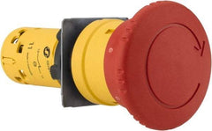 Schneider Electric - 22mm Mount Hole, Extended Mushroom Head, Pushbutton Switch Only - Round, Red Pushbutton, Nonilluminated, Momentary (MO), Off, Shock and Vibration Resistant - Apex Tool & Supply