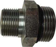 Parker - 1-3/16 - 12 x 3/4 Male Thread, Steel Industrial Pipe Hex Nipple - Male SAE-ORB x Male NPTF, 5,000 psi - Apex Tool & Supply