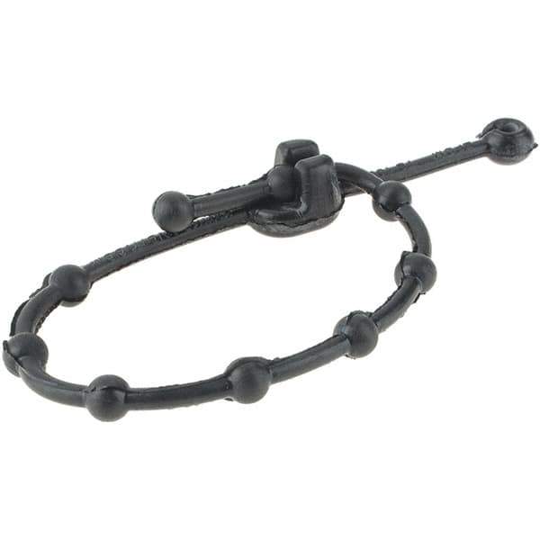 Interstate - 8" Long Black Rubber Standard Cable Tie - 10 Lb Tensile Strength, 2" Max Bundle Diam - Apex Tool & Supply