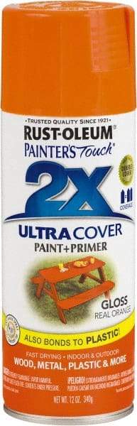 Rust-Oleum - Real Orange, Gloss, Enamel Spray Paint - 8 Sq Ft per Can, 12 oz Container, Use on Multipurpose - Apex Tool & Supply