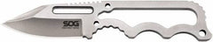 SOG Specialty Knives - 1-29/32" Long Blade, 5Cr15MoV Stainless Steel, Fine Edge, Fixed Blade Knife - 4.8" OAL, Stainless Steel Handle, Includes Hard Molded Nylon Sheath - Apex Tool & Supply