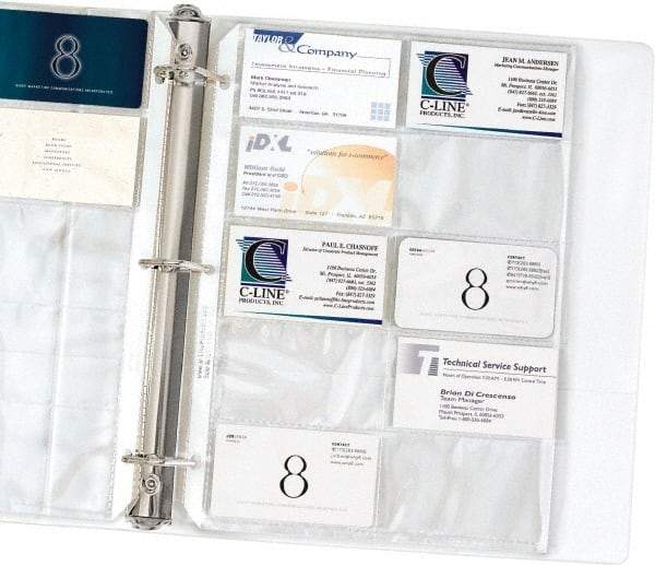 C-LINE - 10 Piece Clear Business Card/ID Protectors - 11-1/4" High x 8-1/8" Wide - Apex Tool & Supply