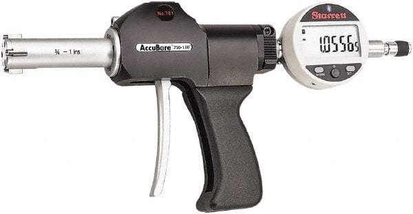 Starrett - Electronic Bore Gages Type: Pistol Grip Electronic Bore Gage Minimum Measurement (Decimal Inch): 0.7500 - Apex Tool & Supply