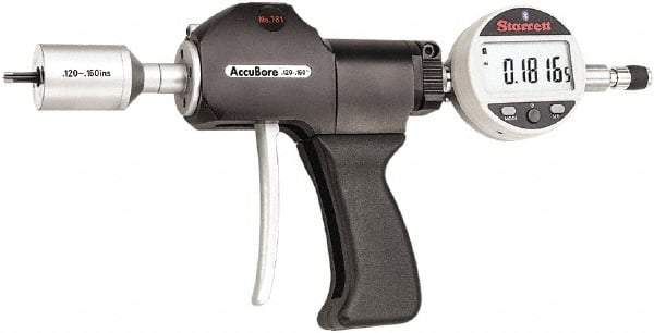 Starrett - Electronic Bore Gages Type: Pistol Grip Electronic Bore Gage Minimum Measurement (Decimal Inch): 0.1200 - Apex Tool & Supply