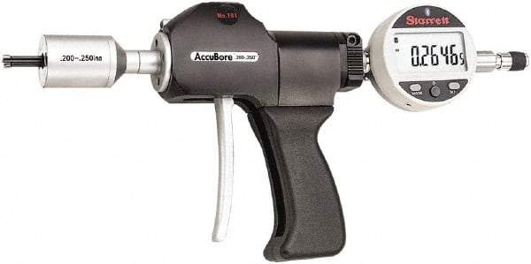 Starrett - Electronic Bore Gages Type: Pistol Grip Electronic Bore Gage Minimum Measurement (Decimal Inch): 0.2000 - Apex Tool & Supply