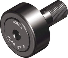 McGill - 85mm Roller Diam x 35mm Width, 30mm Stud Diam x 63mm Length, Crowned Sealed Stud Cam Follower with Hex - Steel, 32mm Thread Length, M30x1.5 Thread, 100mm OAL, 10,495 Lb Dynamic Cap, 19,694 Lb Static Cap - Apex Tool & Supply
