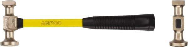 Ampco - 1 Lb Head Nonsparking Sheet Metal Hammer - 14" OAL, Fiberglass Handle, 1-11/16" Face Diam - Apex Tool & Supply