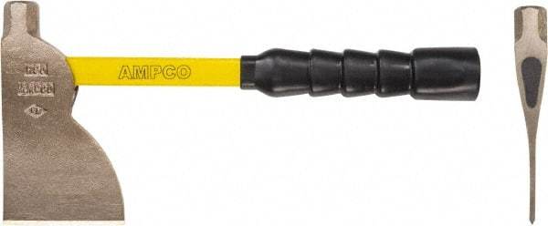 Ampco - 1-1/2 Lb Head Nonsparking Hatchet - 14" OAL, 4" Long Blade, 14" Long Handle, Fiberglass Cushion Grip Handle, 7" Long Head - Apex Tool & Supply