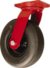 Hamilton - 12" Diam, Rubber Swivel Caster - 625 Lb Capacity, Top Plate Mount, 6-1/8" x 7-1/2" Plate, Sealed Precision Ball Bearing - Apex Tool & Supply