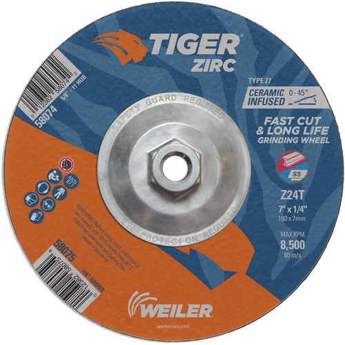 7X1/4 Z24T ZIRC T27 GRIND WHEEL - Apex Tool & Supply