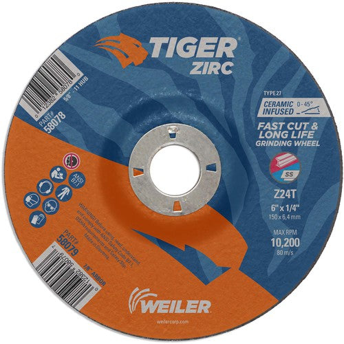 6X1/4X7/8 Z24T ZIRC T27 GRIND WHL - Apex Tool & Supply