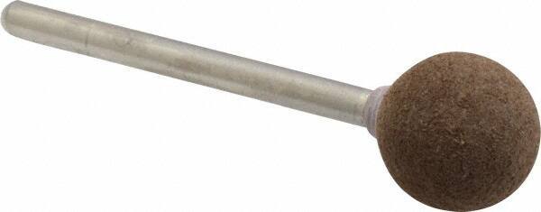Grier Abrasives - 1/2" Max Diam x 1-3/4" Long, Ball B121, Rubberized Point - Medium Grade, Aluminum Oxide, Mounted - Apex Tool & Supply