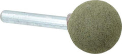 Grier Abrasives - 1" Max Diam x 2" Long, Ball A25, Rubberized Point - Coarse Grade, Aluminum Oxide, Mounted - Apex Tool & Supply