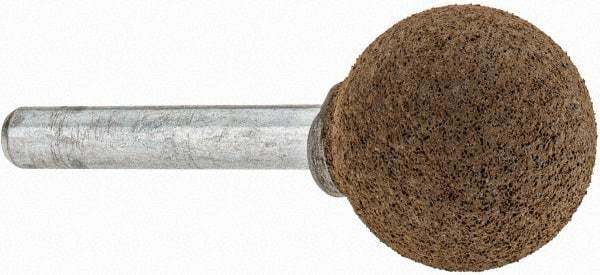 Grier Abrasives - 1" Max Diam x 2" Long, Ball A25, Rubberized Point - Coarse Grade, Aluminum Oxide, Mounted - Apex Tool & Supply