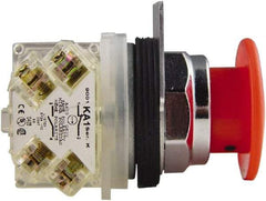 Schneider Electric - 30mm Mount Hole, Extended Mushroom Head, Pushbutton Switch with Contact Block - Round, Red Pushbutton, Maintained (MA) - Apex Tool & Supply