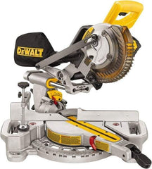 DeWALT - 4 Amp, 20 Volt, 3,750 RPM, 48° Left Single Bevel Sliding Miter Saw - 5/8" Arbor, 7-1/4" Blade Diam, Includes Battery Charger & Battery - Apex Tool & Supply