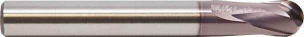 M.A. Ford - 5/16" Diam, 5/16" LOC, 2 Flute Solid Carbide Ball End Mill - ALtima 52 Finish, Single End, 3-1/8" OAL, 5/16" Shank Diam, Spiral Flute - Apex Tool & Supply
