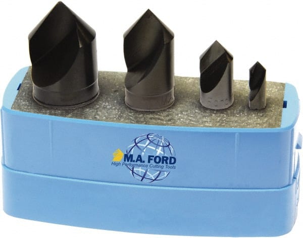 M.A. Ford - 4 Piece, 1/4 to 1" Head Diam, 82° Included Angle, Single End Countersink Set - Apex Tool & Supply