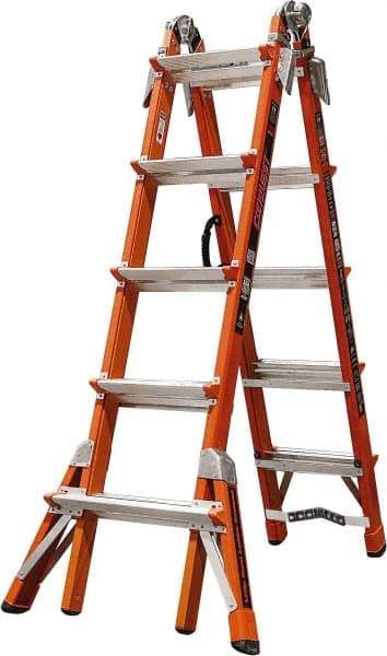 Little Giant Ladder - 18 Steps, 18' High, Type IA Rating, Fiberglass Multi-Use Ladder - 300 Lb Load Capacity, 29" Base Width - Apex Tool & Supply