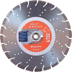 Husqvarna - 14" Diam, 25/32 & 1" Arbor Hole Diam, Continuous Edge Tooth Wet & Dry Cut Saw Blade - Diamond-Tipped, General Purpose Action, Standard Round Arbor - Apex Tool & Supply