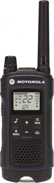 Motorola - 35 Mile Range, 22 Channel, 1.5 Watt, Series T400, Recreational Two Way Radio - FRS/GMRS Band, 462.55 to 467.7125 Hz, AA & NiMH Battery, 10 NiMH & 26 AA hr Life, 7.54" High x 2.26" Wide x 1.37" Deep, Scanning, Low Battery Alerts - Apex Tool & Supply
