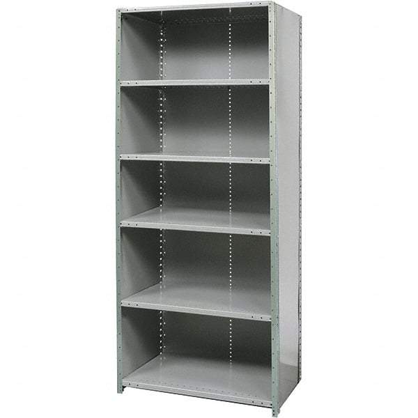Hallowell - 6 Shelf, 800 Lb. Capacity, Free Standing Closed Shelving - 36 Inch Wide x 12 Inch Deep x 87 Inch High, Gray - Apex Tool & Supply