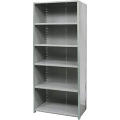 Hallowell - 6 Shelf, 375 Lb. Capacity, Free Standing Closed Shelving - 48 Inch Wide x 12 Inch Deep x 87 Inch High, Gray - Apex Tool & Supply