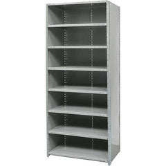 Hallowell - 8 Shelf, 1,100 Lb. Capacity, Free Standing Closed Shelving - 36 Inch Wide x 12 Inch Deep x 87 Inch High, Gray - Apex Tool & Supply