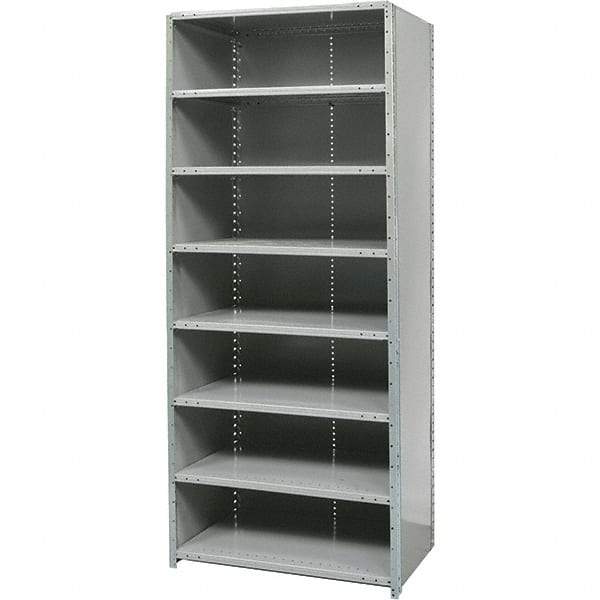 Hallowell - 8 Shelf, 1,250 Lb. Capacity, Free Standing Closed Shelving - 36 Inch Wide x 24 Inch Deep x 87 Inch High, Gray - Apex Tool & Supply