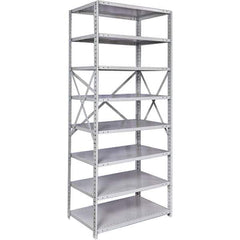 Hallowell - 8 Shelf Starter Medium-Duty Open Steel Shelving - 375 Lb Capacity, 48" Wide x 87" High x 12" Deep, Platinum - Apex Tool & Supply