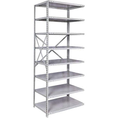 Hallowell - 8 Shelf Add-On Medium-Duty Open Steel Shelving - 375 Lb Capacity, 48" Wide x 87" High x 12" Deep, Platinum - Apex Tool & Supply