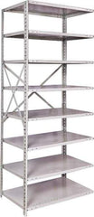 Hallowell - 8 Shelf Add-On Medium-Duty Open Steel Shelving - 500 Lb Capacity, 36" Wide x 87" High x 24" Deep, Platinum - Apex Tool & Supply