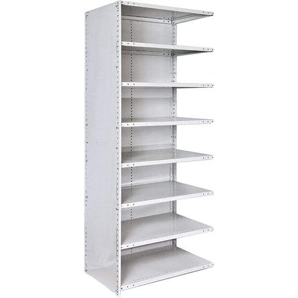 Hallowell - 8 Shelf, 375 Lb. Capacity, Closed Shelving Add-On Unit - 48 Inch Wide x 12 Inch Deep x 87 Inch High, Platinum - Apex Tool & Supply