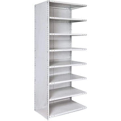 Hallowell - 8 Shelf, 375 Lb. Capacity, Closed Shelving Add-On Unit - 48 Inch Wide x 12 Inch Deep x 87 Inch High, Platinum - Apex Tool & Supply