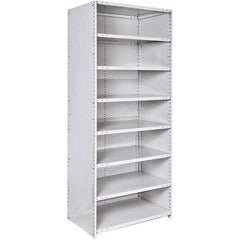 Hallowell - 8 Shelf, 350 Lb. Capacity, Closed Shelving Starter Unit - 48 Inch Wide x 24 Inch Deep x 87 Inch High, Platinum - Apex Tool & Supply