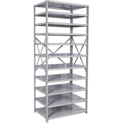 Hallowell - 11 Shelf Starter Medium-Duty Open Steel Shelving - 375 Lb Capacity, 48" Wide x 87" High x 12" Deep, Platinum - Apex Tool & Supply