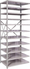 Hallowell - 11 Shelf Add-On Medium-Duty Open Steel Shelving - 500 Lb Capacity, 36" Wide x 87" High x 24" Deep, Platinum - Apex Tool & Supply
