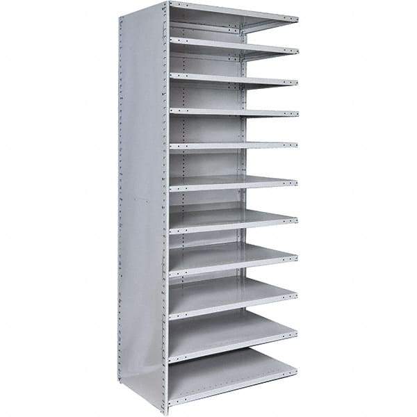 Hallowell - 11 Shelf, 350 Lb. Capacity, Closed Shelving Add-On Unit - 48 Inch Wide x 24 Inch Deep x 87 Inch High, Platinum - Apex Tool & Supply