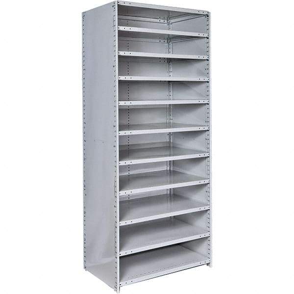 Hallowell - 11 Shelf, 500 Lb. Capacity, Closed Shelving Starter Unit - 36 Inch Wide x 18 Inch Deep x 87 Inch High, Platinum - Apex Tool & Supply