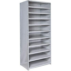 Hallowell - 11 Shelf, 500 Lb. Capacity, Closed Shelving Starter Unit - 36 Inch Wide x 18 Inch Deep x 87 Inch High, Platinum - Apex Tool & Supply