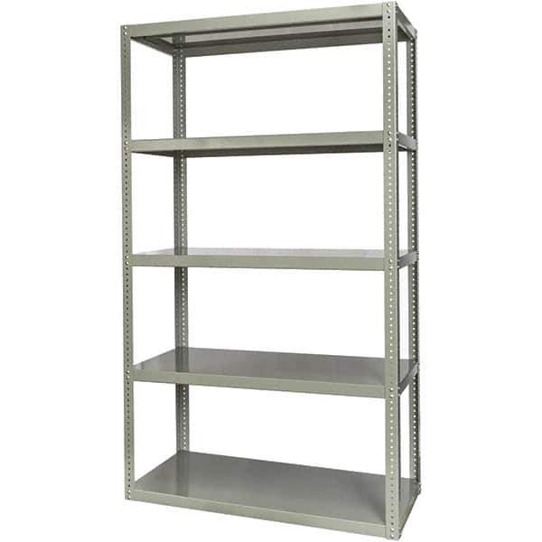 Hallowell - 5 Shelf Starter High-Capacity Open Steel Shelving - 2 Lb Capacity, 48" Wide x 84" High x 18" Deep, Gray - Apex Tool & Supply